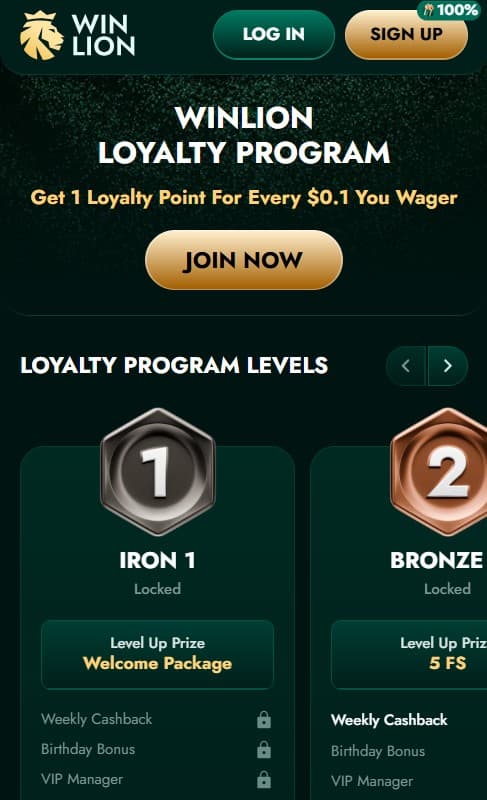 WinLion loyalty program